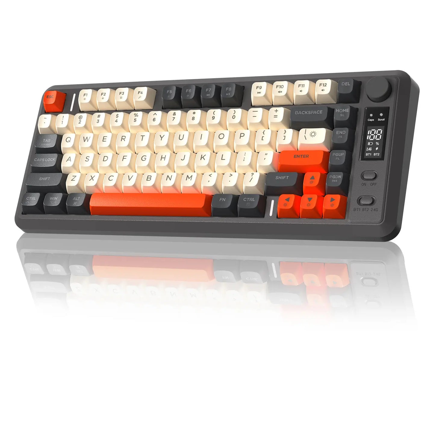 Wireless Gaming Keyboard, RGB Backlit Rechargeable 2000Mah Battery, Small Membrane but Mechanical Feel Keyboard with Smart Display & Knob, PBT Gradient Keycaps for PC, MAC Qwerty Keyboard, Keyboard for Gaming, Bluetooth Keyboards