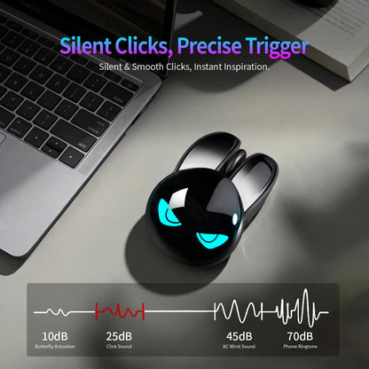 Mofii M6C Rabbit Mouse, Cool Bunny-Shaped Design, Multi-Color Ambient LED Eyes, Dual-Mode Wireless Office Mouse, Multi-Device Compatible