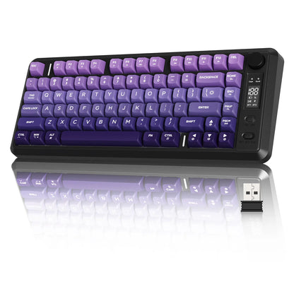 Wireless Gaming Keyboard, RGB Backlit Rechargeable 2000Mah Battery, Small Membrane but Mechanical Feel Keyboard with Smart Display & Knob, PBT Gradient Keycaps for PC, MAC Qwerty Keyboard, Keyboard for Gaming, Bluetooth Keyboards