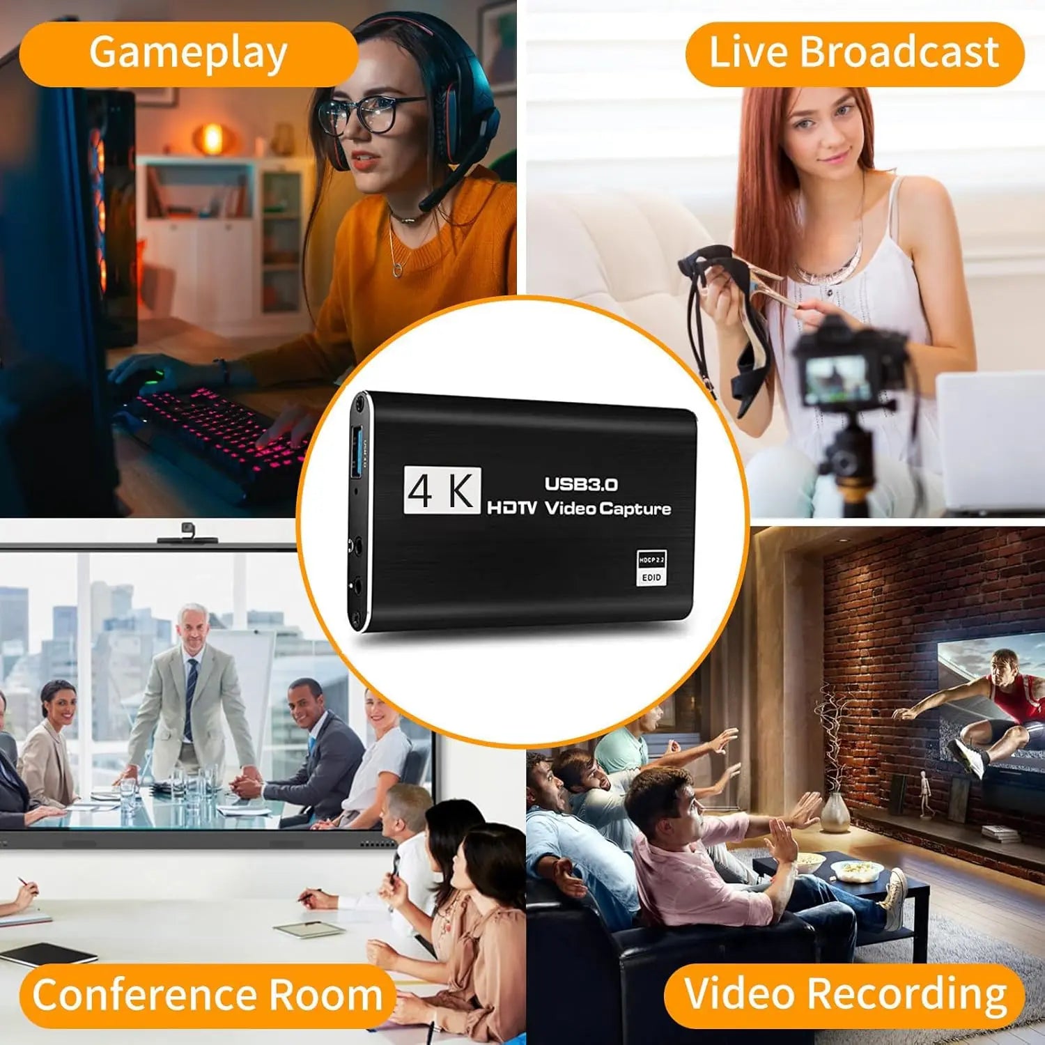 Capture Card, Audio Video Capture Card with Microphone 4K HDMI Loop-Out, Video Recorder for Gaming/Live Streaming/Video Switch/Ps4/Obs/Camera/Pc Accessories Conference