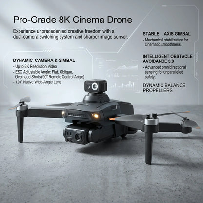 Professional 8K GPS Drone: 3-Way AI Obstacle Avoidance, Foldable Quadcopter with Upgraded Screen, Brushless Motor & 50 Mins Long Endurance
