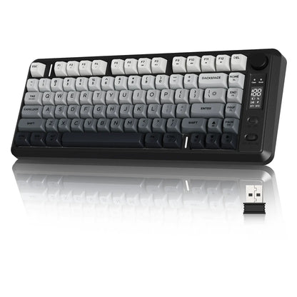 Wireless Gaming Keyboard, RGB Backlit Rechargeable 2000Mah Battery, Small Membrane but Mechanical Feel Keyboard with Smart Display & Knob, PBT Gradient Keycaps for PC, MAC Qwerty Keyboard, Keyboard for Gaming, Bluetooth Keyboards