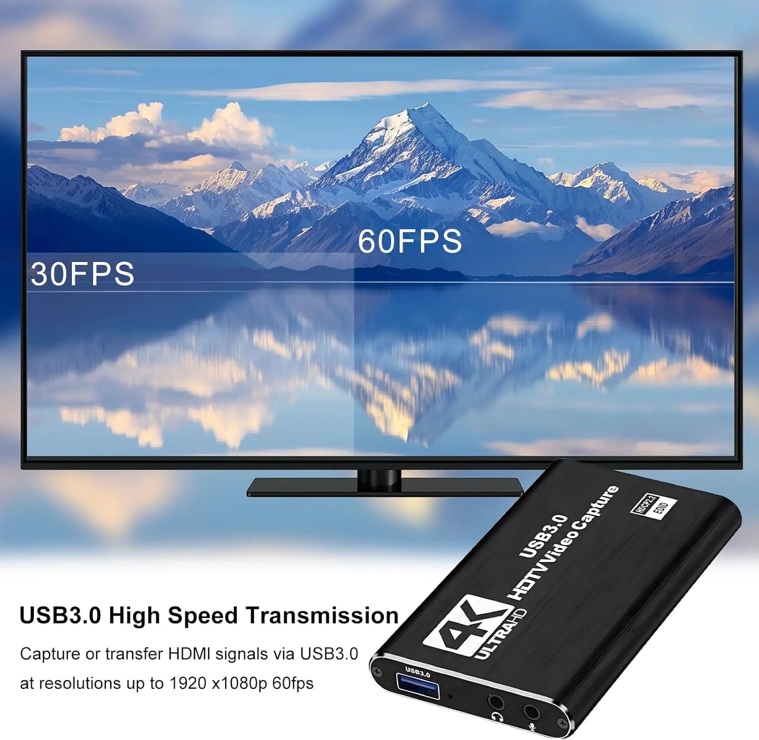 Capture Card, Audio Video Capture Card with Microphone 4K HDMI Loop-Out, Video Recorder for Gaming/Live Streaming/Video Switch/Ps4/Obs/Camera/Pc Accessories Conference
