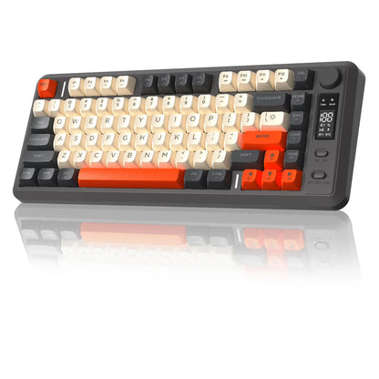 Wireless Gaming Keyboard, RGB Backlit Rechargeable 2000Mah Battery, Small Membrane but Mechanical Feel Keyboard with Smart Display & Knob, PBT Gradient Keycaps for PC, MAC Qwerty Keyboard, Keyboard for Gaming, Bluetooth Keyboards
