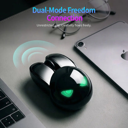 Mofii M6C Rabbit Mouse, Cool Bunny-Shaped Design, Multi-Color Ambient LED Eyes, Dual-Mode Wireless Office Mouse, Multi-Device Compatible
