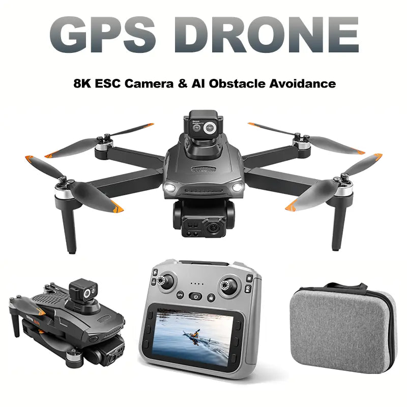 Professional 8K GPS Drone: 3-Way AI Obstacle Avoidance, Foldable Quadcopter with Upgraded Screen, Brushless Motor & 50 Mins Long Endurance