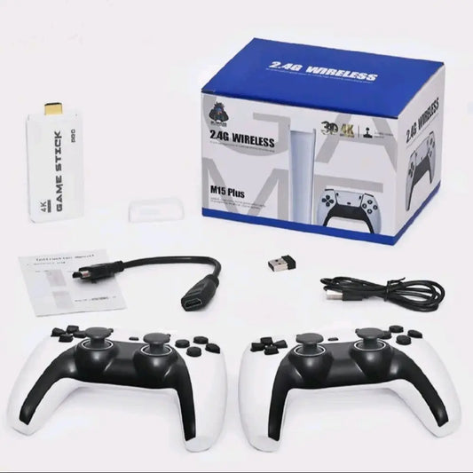 Mini Retro Console 64GB Wireless Video Game Console with Built-In Game Stick, 2.4G Wireless Control, USB Charging Cable & Portable. Remote Control
