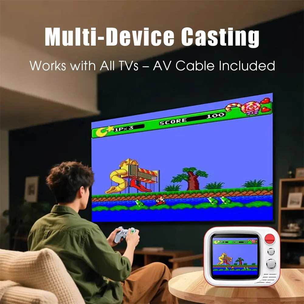 H7 Retro Game Console, Mini TV Style, 740 Classic Games, 3.5 Inch IPS Screen, Dual Wireless Controllers, AV HDMI Output for Birthday Holiday Gift