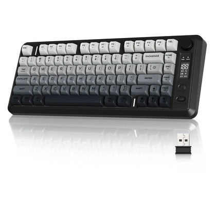 Wireless Gaming Keyboard, RGB Backlit Rechargeable 2000Mah Battery, Small Membrane but Mechanical Feel Keyboard with Smart Display & Knob, PBT Gradient Keycaps for PC, MAC Qwerty Keyboard, Keyboard for Gaming, Bluetooth Keyboards