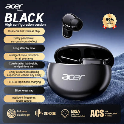 Acer Wireless Earbuds with Intelligent Noise Reduction, ACS Panoramic Sound, Light Comfortable Silicone Earplugs, Super Long Standby In-Ear Headphones