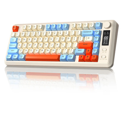 Wireless Gaming Keyboard, RGB Backlit Rechargeable 2000Mah Battery, Small Membrane but Mechanical Feel Keyboard with Smart Display & Knob, PBT Gradient Keycaps for PC, MAC Qwerty Keyboard, Keyboard for Gaming, Bluetooth Keyboards