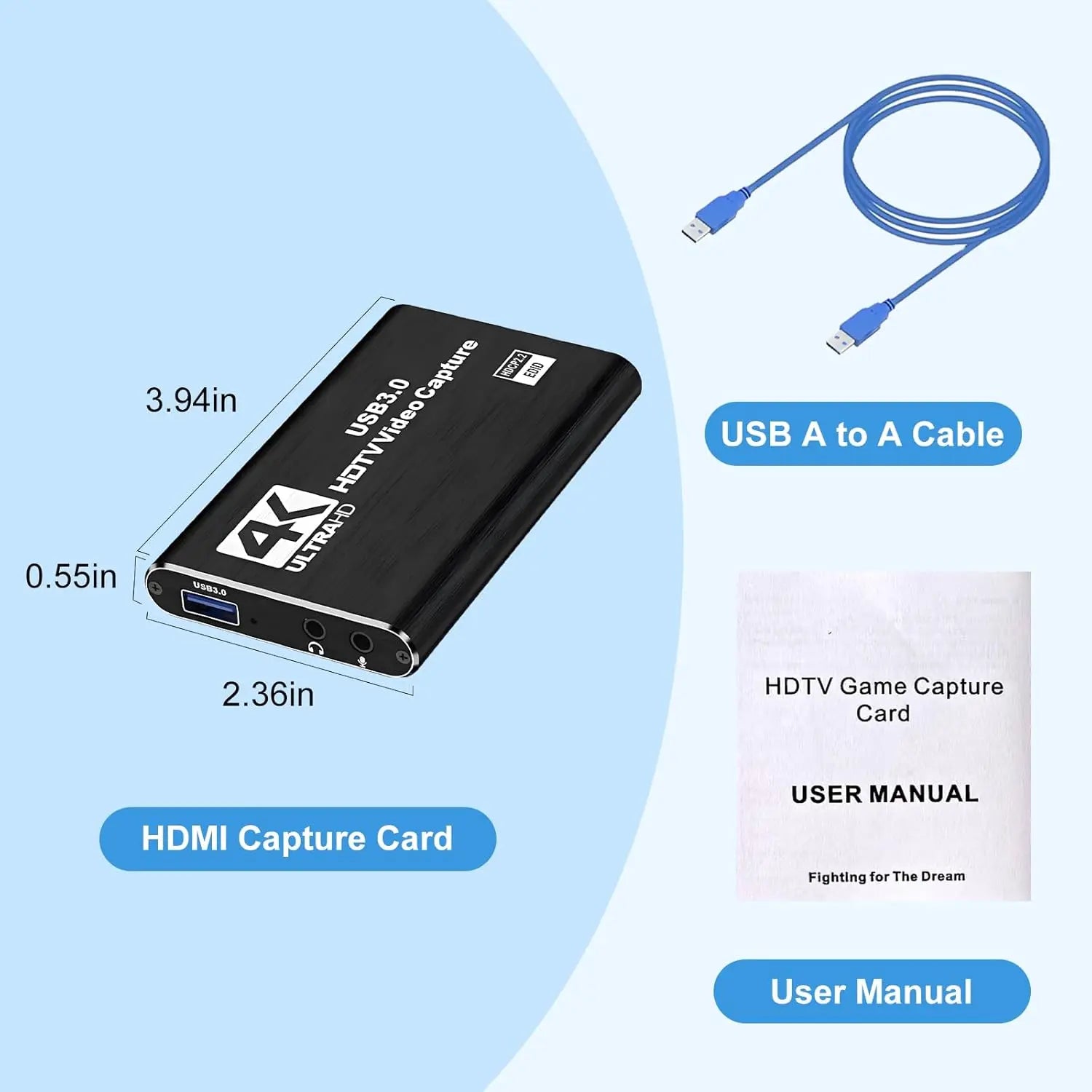 Capture Card, Audio Video Capture Card with Microphone 4K HDMI Loop-Out, Video Recorder for Gaming/Live Streaming/Video Switch/Ps4/Obs/Camera/Pc Accessories Conference