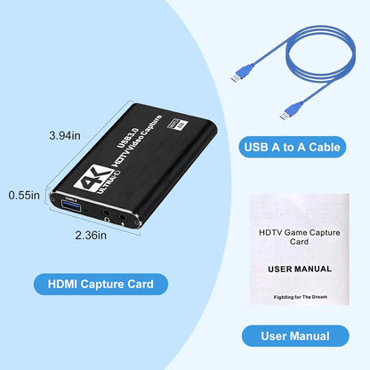 Capture Card, Audio Video Capture Card with Microphone 4K HDMI Loop-Out, Video Recorder for Gaming/Live Streaming/Video Switch/Ps4/Obs/Camera/Pc Accessories Conference