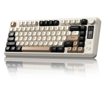 Wireless Gaming Keyboard, RGB Backlit Rechargeable 2000Mah Battery, Small Membrane but Mechanical Feel Keyboard with Smart Display & Knob, PBT Gradient Keycaps for PC, MAC Qwerty Keyboard, Keyboard for Gaming, Bluetooth Keyboards