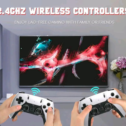 Mini Retro Console 64GB Wireless Video Game Console with Built-In Game Stick, 2.4G Wireless Control, USB Charging Cable & Portable. Remote Control