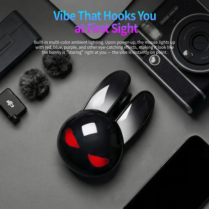 Mofii M6C Rabbit Mouse, Cool Bunny-Shaped Design, Multi-Color Ambient LED Eyes, Dual-Mode Wireless Office Mouse, Multi-Device Compatible
