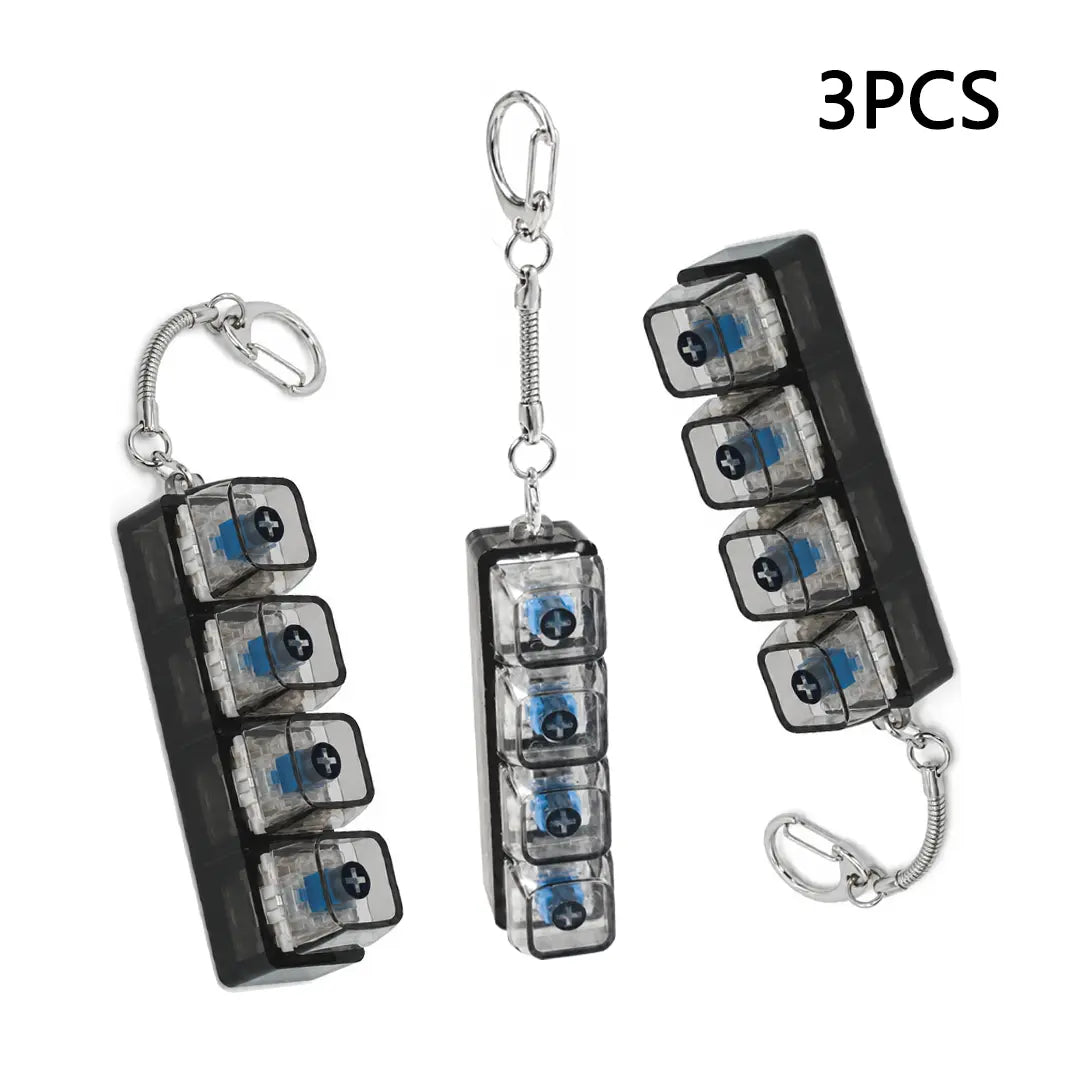 LED Tactile Keyboard Keychain, EDC Fingertip Clicker Stress Relief Keychain, Portable Keychain Light and Fun For Adults and Kids