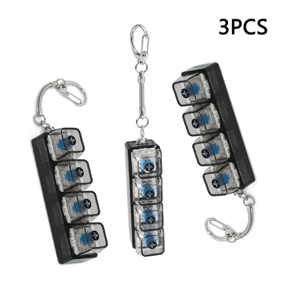 LED Tactile Keyboard Keychain, EDC Fingertip Clicker Stress Relief Keychain, Portable Keychain Light and Fun For Adults and Kids