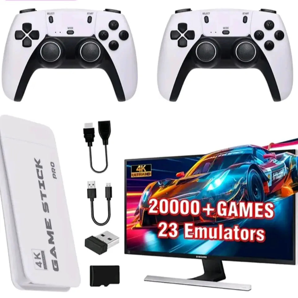 Mini Retro Console 64GB Wireless Video Game Console with Built-In Game Stick, 2.4G Wireless Control, USB Charging Cable & Portable. Remote Control