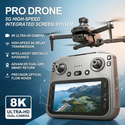 Professional 8K GPS Drone: 3-Way AI Obstacle Avoidance, Foldable Quadcopter with Upgraded Screen, Brushless Motor & 50 Mins Long Endurance