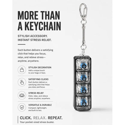 LED Tactile Keyboard Keychain, EDC Fingertip Clicker Stress Relief Keychain, Portable Keychain Light and Fun For Adults and Kids