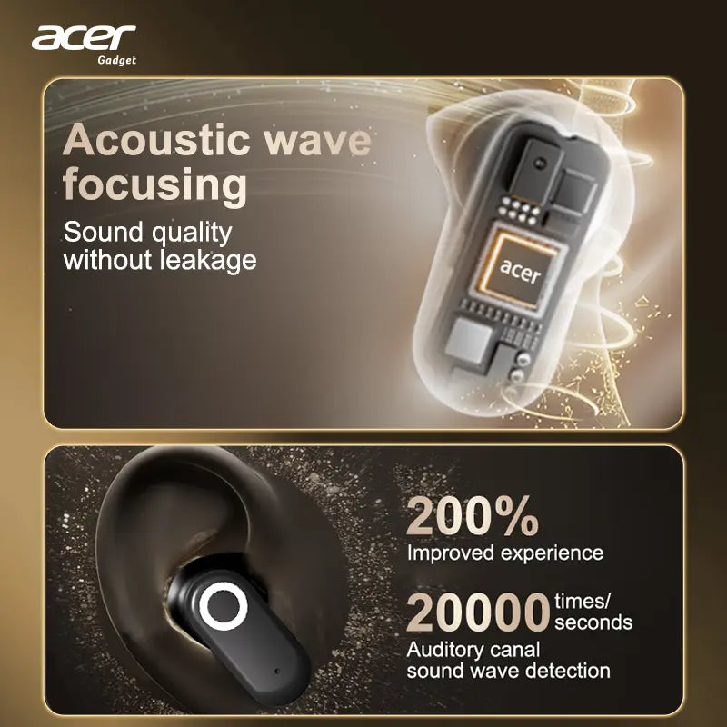 Acer Wireless Earbuds with Intelligent Noise Reduction, ACS Panoramic Sound, Light Comfortable Silicone Earplugs, Super Long Standby In-Ear Headphones